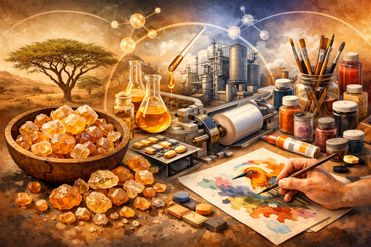 Gomme d’Acacia ZephyraBio : Applications Techniques, Industrielles et Artistiques